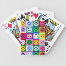 Carrés souriants de visage d'arc-en-ciel cartes de poker