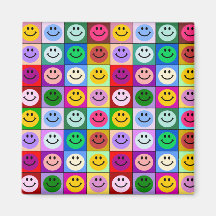 Carrés souriants de visage d'arc-en-ciel magnets