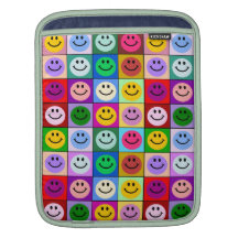 Carrés souriants de visage d'arc-en-ciel poches pour iPad