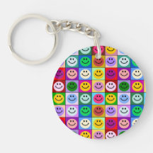 Carrés souriants de visage d'arc-en-ciel porte-clé