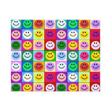 Carrés souriants de visage d'arc-en-ciel impressions sur toile