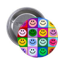 Carrés souriants multicolores badges avec agrafe