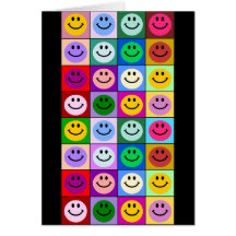 Carrés souriants multicolores cartes