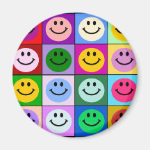 Carrés souriants multicolores aimant pour réfrigérateur