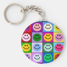 Carrés souriants multicolores porte-clef