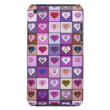 Carrés souriants roses et pourpres de coeur coque iPod touch Case-Mate