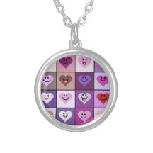 Carrés souriants roses et pourpres de coeur pendentifs personnalisés