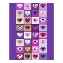 Carrés souriants roses et pourpres de coeur invitation personnalisable