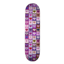Carrés souriants roses et pourpres de coeur skateboards personnalisés