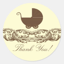 CarriageThank vintage vous autocollant de baby sho