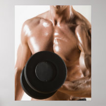 Carrossier masculin fléchissant le poids de levage posters