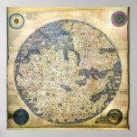 Carte 1450 du monde par le moine vénitien ATF Maur Posters