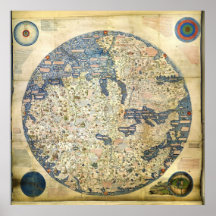 Carte 1450 du monde par le moine vénitien ATF Maur Posters