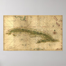 Carte 1639 historique du Cuba par Joan Vinckeboons Posters