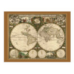 Carte 1660 du monde d'antiquité par Frederick de W Cartes Postales