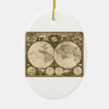 Carte 1660 du monde d'antiquité par Frederick de W Décoration De Noël