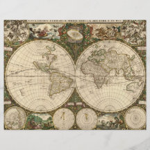 Carte 1660 du monde d'antiquité par Frederick de W Prospectus Avec Motif