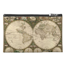 Carte 1660 du monde d'antiquité par Frederick de W Trousse À Accessoires De Voyage