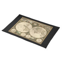 Carte 1660 du monde d'antiquité par Frederick de W Sets De Table