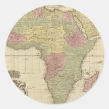 Carte 1725 de l'Afrique de cru Adhésifs Ronds