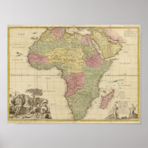Carte 1725 de l'Afrique de cru Poster