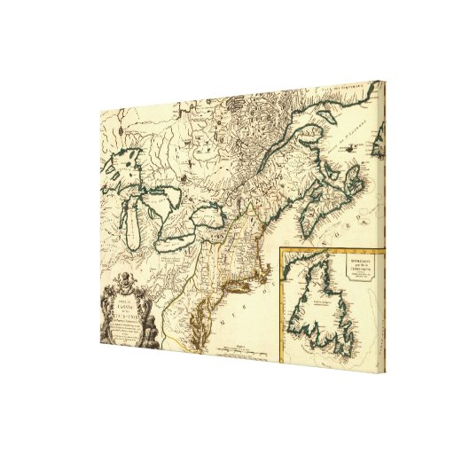 Carte 1778 du Canada et des Etats-Unis Impressions Sur Toile