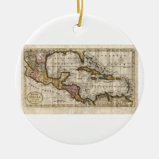 Carte 1790 des Antilles par Dilly et Robinson Ornement