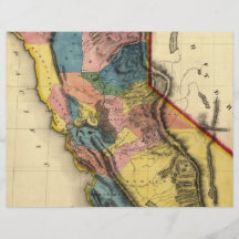 Carte 1851 d'état de région d'or de la Californie  Tract Personnalisé