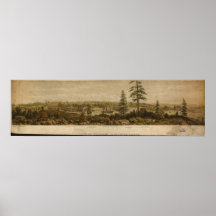 Carte 1860 panoramique d'île de Victoria Vancouver Poster