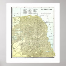 Carte 1891 de San Francisco - affiche