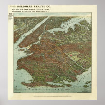 Carte 1908 de vue d'oeil d'oiseau de Brooklyn NY d Posters