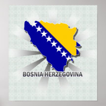 Carte 2,0 de drapeau de la Bosnie-Herzégovine Affiches