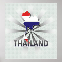 Carte 2,0 de drapeau de la Thaïlande Affiches