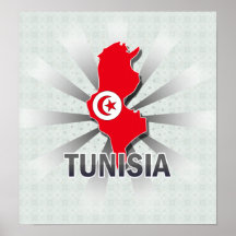 Carte 2,0 de drapeau de la Tunisie Posters