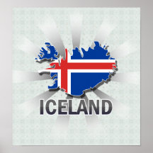 Carte 2,0 de drapeau de l'Islande Posters