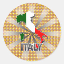 Carte 2,0 de drapeau de l'Italie Adhésif Rond