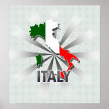 Carte 2,0 de drapeau de l'Italie Affiches