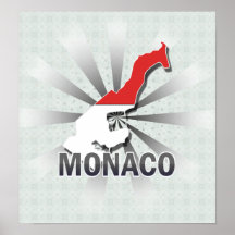 Carte 2,0 de drapeau du Monaco Poster