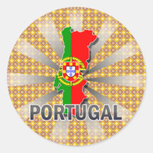 Carte 2,0 de drapeau du Portugal Autocollant Rond