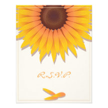 Carte 2 du faire-part de mariage RSVP de tournesol