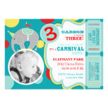 Carte A7 d'invitation d'anniversaire de cirque de 