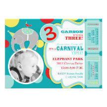 Carte A7 d'invitation d'anniversaire de cirque de 