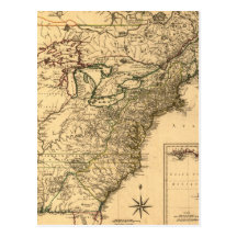 Carte américaine de colonies du cru 1777 par Pheli Carte Postale