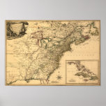 Carte américaine de colonies du cru 1777 par Pheli Poster
