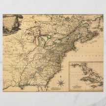 Carte américaine de colonies du cru 1777 par Pheli Prospectus