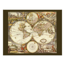 Carte antique du monde, C. 1680. Par Frederick de  Cartons D'invitation Personnalisés