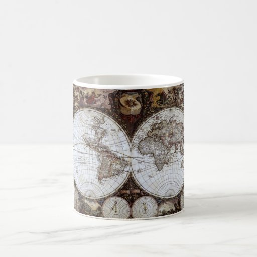 Carte antique du monde mugs à café
