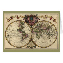 Carte antique du monde par Guillaume de L'Isle, 17