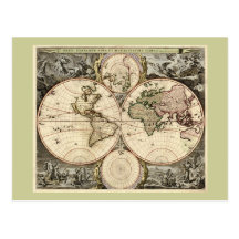 Carte antique du monde par Nicolao Visscher, circa Carte Postale