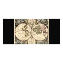 Carte antique du monde par Nicolao Visscher, circa Double Carte Personnalisée